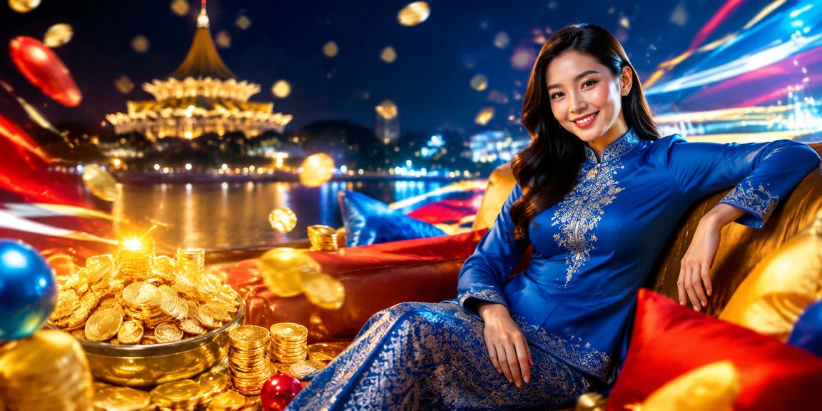 Pengguna dari Kuching menerima bonus pertaruhan cp502 sambil memakai baju kurung tradisional Sarawak